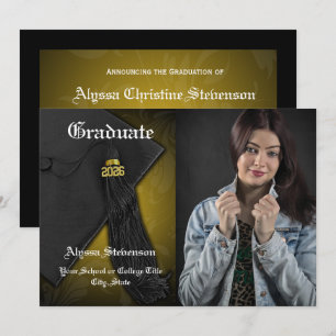 Gruppe 2025 Gold Tassel Uni Foto Abschluss Einladung