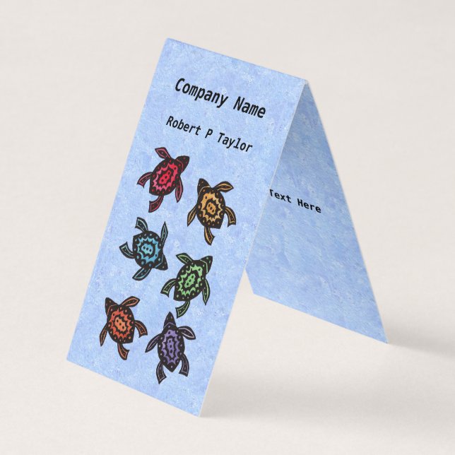 Gruppe Abstrakt Turtles Farbige Muscheln Blau Visitenkarten (Vorderseite)