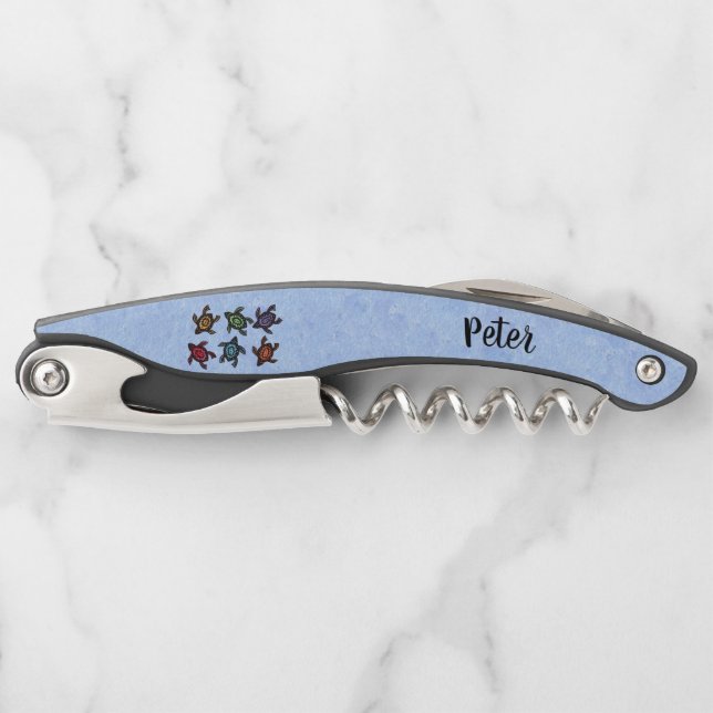 Gruppe der Abstrakten Schildkröten Farbige Muschel Kellnermesser (Vorderseite)