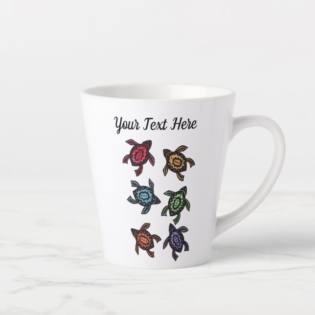 Gruppe der Abstrakten Schwarzen Schildkröten Farbi Milchtasse (Rechts)