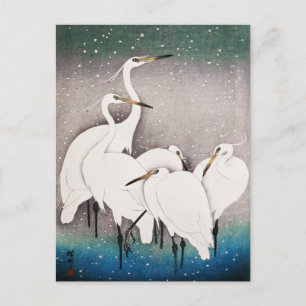 Gruppe der Egrets, Ohara Koson, Vintage japanische Postkarte