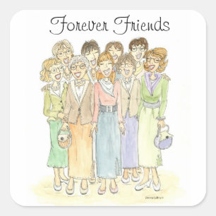 Gruppe der Freunde von Ladys Forever Quadratischer Aufkleber