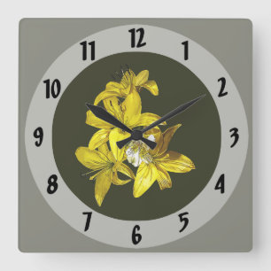 Gruppe der gelben Lilien Quadratische Wanduhr