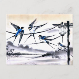 Gruppe der Schwalben Ansammlung auf einer Power Li Postkarte