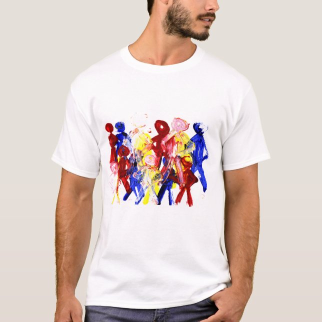 Gruppe der stehenden StrichmännchenFingermalerei T-Shirt (Vorderseite)