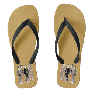 Gruppe der vier Vintagen japanischen Geisha Ladys Flip Flops