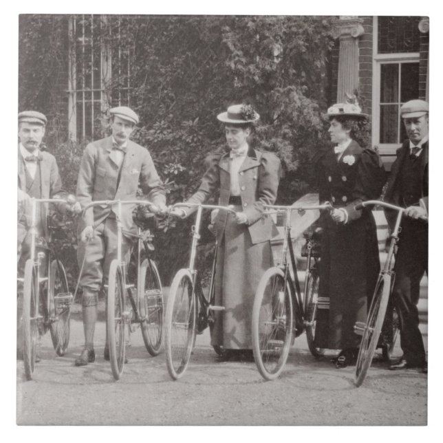 Gruppe Edwardian Radfahrer, frühe 1900s (b/w pH Fliese (Vorderseite)