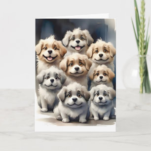 Gruppe glücklicher Hunde Portrait Blank Gruß Karte