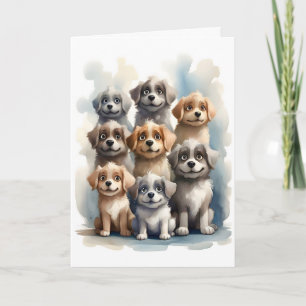 Gruppe glücklicher Hunde Portrait Leere Grußkarte Karte