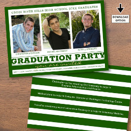 Gruppe Graduierung Partei 3 Fotos Grün Einladung