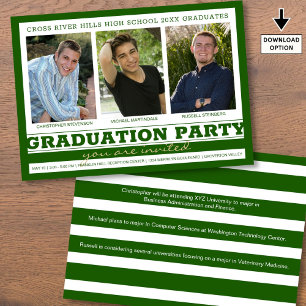 Gruppe Graduierung Partei 3 Fotos Grün Einladung