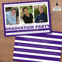 Gruppe Graduierung Partei 3 Fotos Lila Einladung