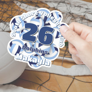 Gruppe hellblauer Volleyballs Mannschaftsname Aufkleber