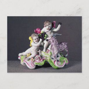 Gruppe Longton Hall, zwei putti mit Ziege, c.1755 Postkarte