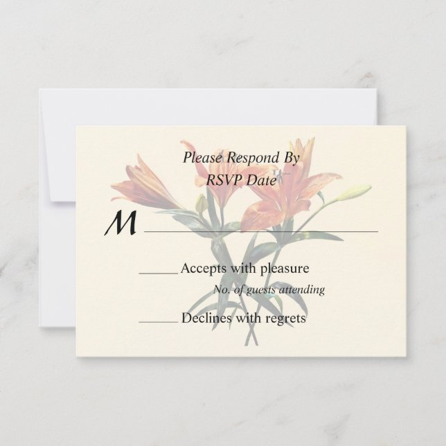 Gruppe Orange Lilies RSVP Karte (Vorderseite)