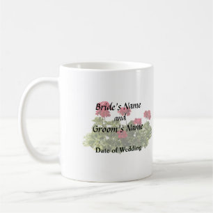 Gruppe roter Geranien Kaffeetasse