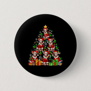 Gruppe Santa Sphynx Katzen als Weihnachtsbaum farb Button