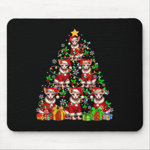 Gruppe Santa Sphynx Katzen als Weihnachtsbaum farb Mousepad