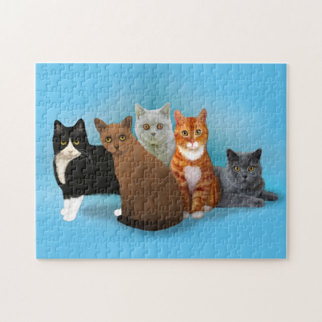 Gruppe schöne Katzen für Katzen Liebhaber Puzzle (Horizontal)