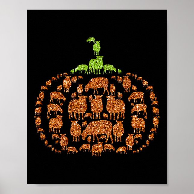 Gruppe Sheeps Pumpkin Niedlich Form Halloween Than Poster (Vorne)