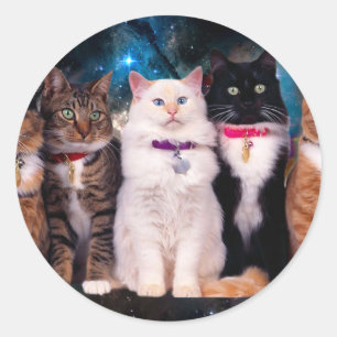 Gruppe sitzender Katzen Runder Aufkleber
