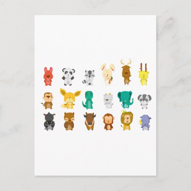 Gruppe süße Tier Postkarte (Vorderseite)