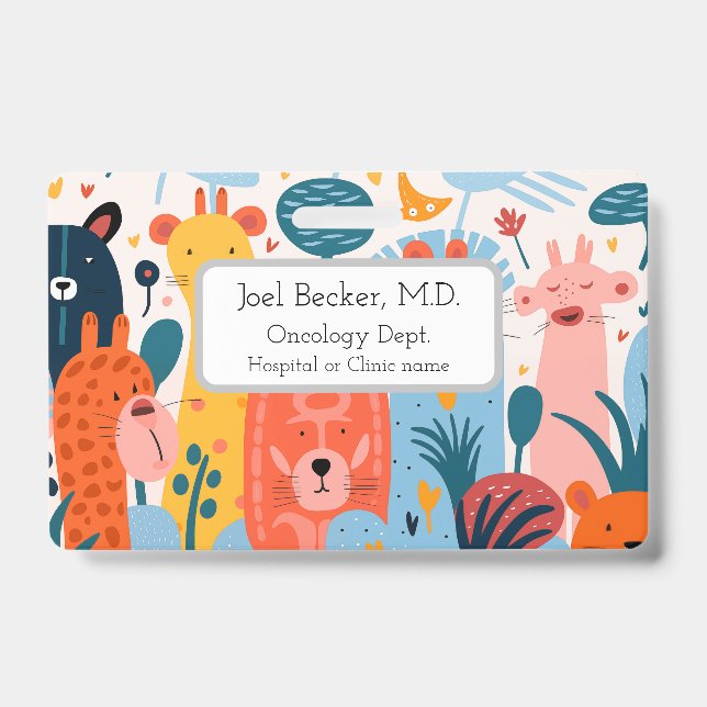 Gruppe von farbenfrohen imaginären Tieren Ausweis (Vorderseite)