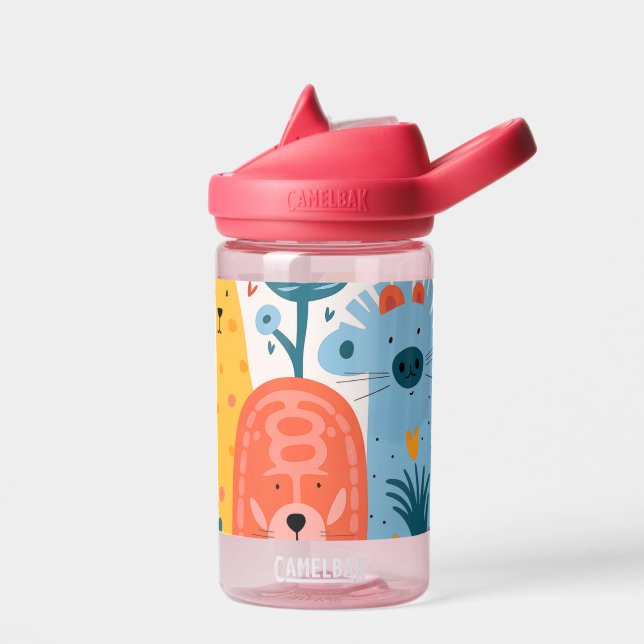 Gruppe von farbenfrohen imaginären Tieren Trinkflasche (Links)