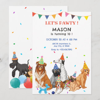 Gruppe von Hunden Party Geburtstag Einladung