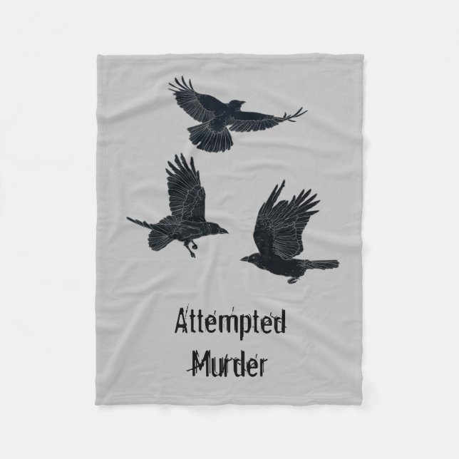 Gruppe von Krähen Murder Birds Schwarze Silhouette Fleecedecke (Vorderseite)