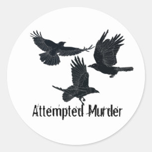 Gruppe von Krähen Murder Birds Schwarze Silhouette Runder Aufkleber