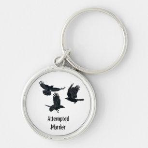 Gruppe von Krähen Murder Birds Schwarze Silhouette Schlüsselanhänger