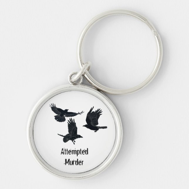 Gruppe von Krähen Murder Birds Schwarze Silhouette Schlüsselanhänger (Vorne)