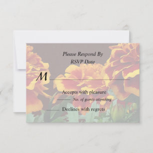 Gruppe von orangen Ringelblumen mit gelben Spitzen RSVP Karte