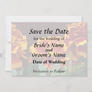 Gruppe von orangen Ringelblumen mit gelben Spitzen Save The Date