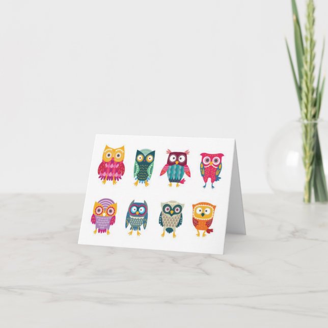 Gruppe von Owls Custom Note Card Karte (Vorderseite)