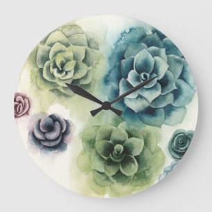 Gruppe von Succulents Große Wanduhr