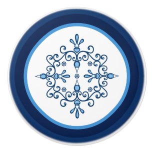 Gruppe von vier Folkart Bluebirds oder Liebesvögel Keramikknauf