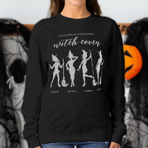 Gruppe von vier Schwesterhexen mit Namen Halloween Sweatshirt