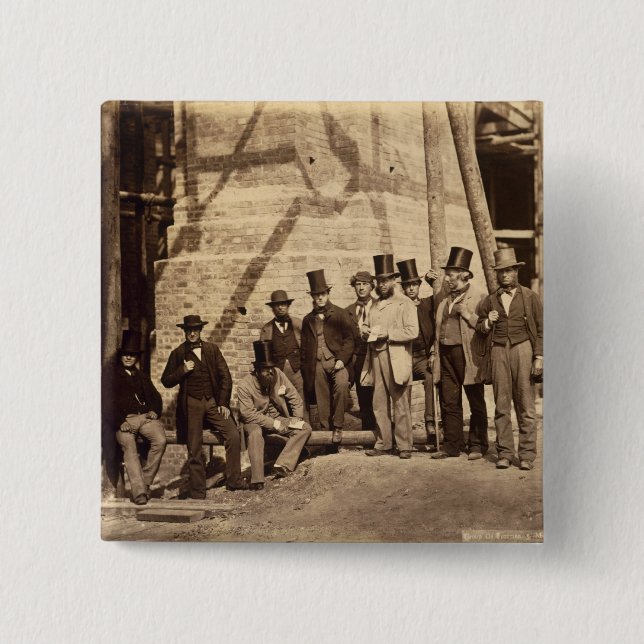 Gruppe Vorarbeiter, 1862 (Foto) Button (Vorderseite)