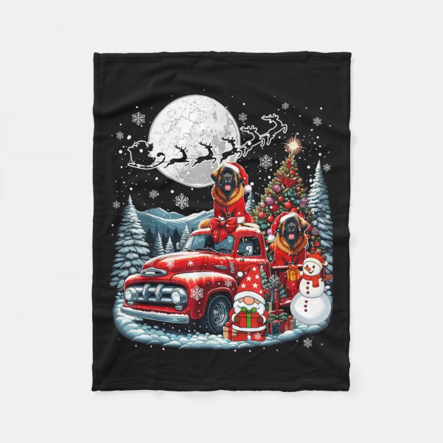 Gruppe Xmas Gnome Snowman Santa Leonbergers auf Ck Fleecedecke (Vorderseite)