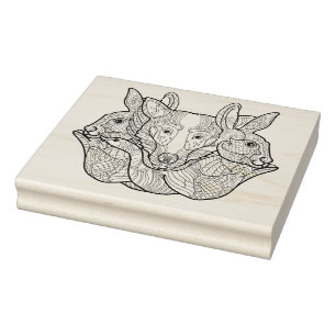 Gruppen-Tiergekritzel Gummistempel