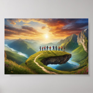 Gruppenabenteuer bei Sonnenaufgang - Landschaftlic Poster