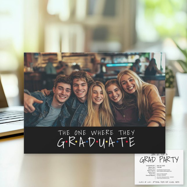 Gruppenfeier Abschluss 1 Bild mit mehreren Namen Einladung (Group Graduation Party Invitation with Photo)