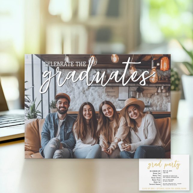 Gruppenfeier Abschluss 1 Bild mit mehreren Namen Einladung (Group Graduation Party Invitation with Photo)