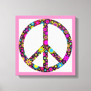 GRUPPENFLORALFRIEDENSSIGNAL LEINWANDDRUCK