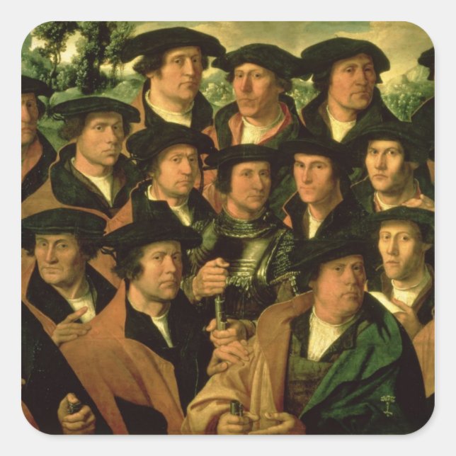 Gruppenportrait der Shooting Company Quadratischer Aufkleber (Vorderseite)