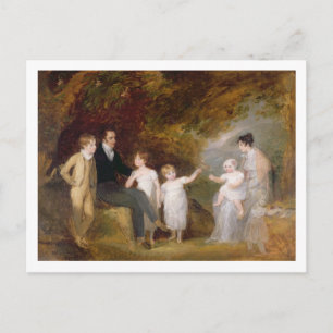 Gruppenportrait in einer waldreichen Landschaft Postkarte