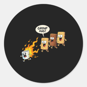 Gruppenumarmung Marshmallow Lagerfeuer Smores Lust Runder Aufkleber
