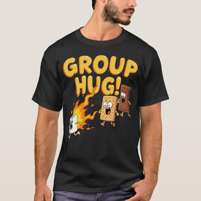 Gruppenumarmung Smores Camping Rösten T-Shirt (Vorderseite)